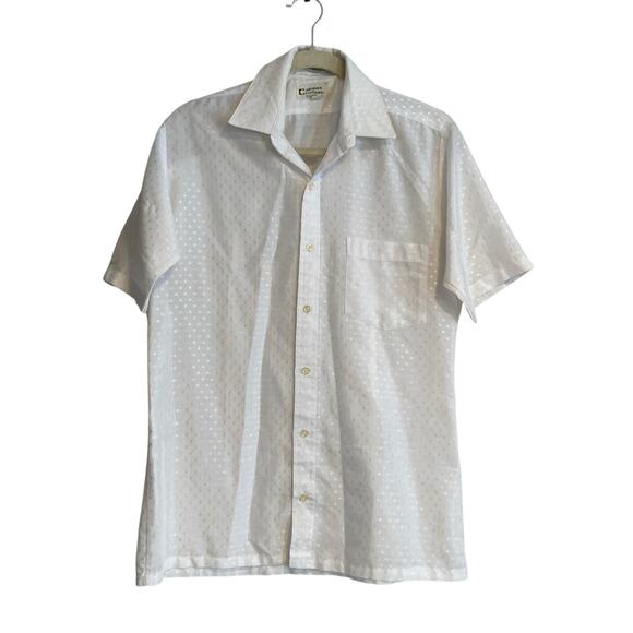 Vintage 70s Jacques Corbeau White Pearlized Tapered Fit Button Down Shirt Sz 15 - Picture 1 of 14